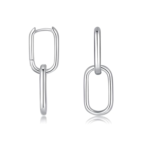 RoseJeopal 925 Sterling Silber Ohrringe Hängend Damen, Doppelter Kreis Silber Creolen Mädchen, Hypoallergene U-Form Creolen Ohrringe Geschenk für Frauen von RoseJeopal