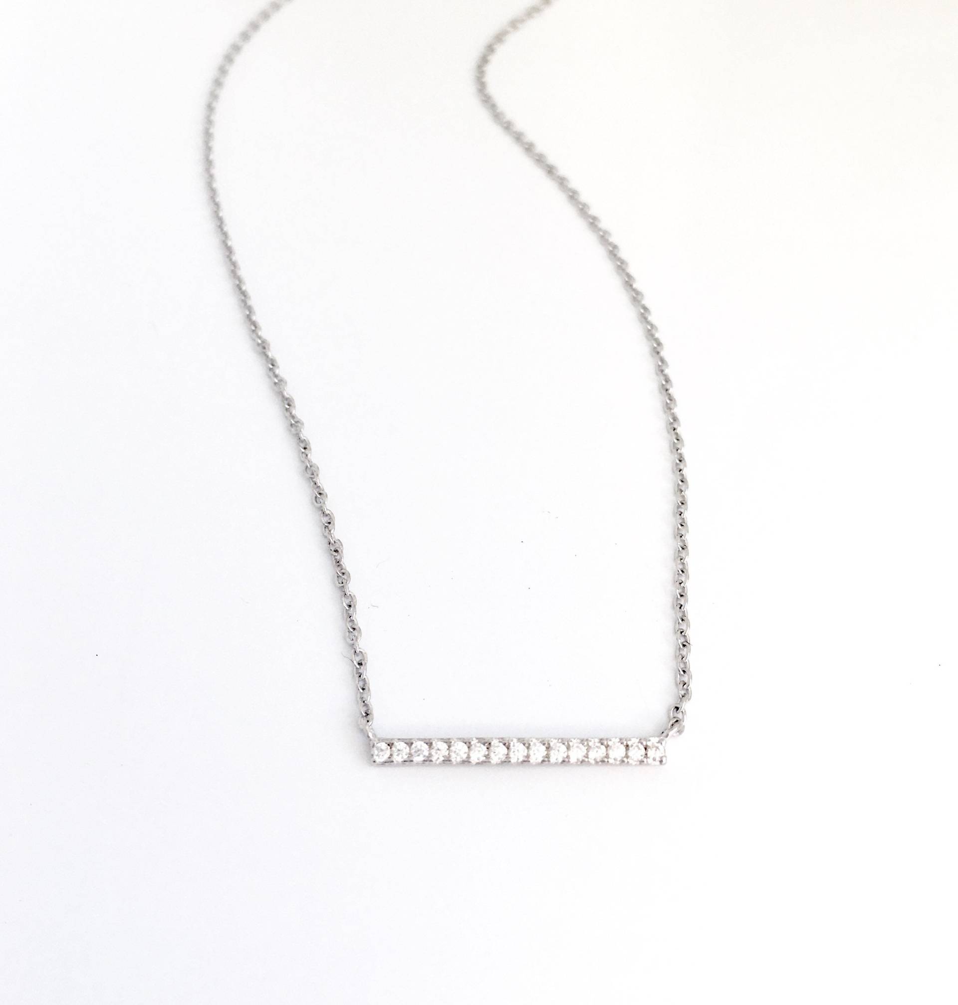 Silber Bar Halskette - Layering Sterling Kristall Silber Bar Halskette - Layering Sterling Kristall von RoseJewelryDesigns