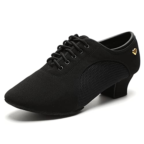 RoseMoli Damen Latein Tanzschuhe Schnürschuhe Ballsaal Modern Salsa Rhythmus Lehre Praxis Professionelle Performance Tanzschuhe, Schwarz, 3,8 cm Absatz, 9 von RoseMoli