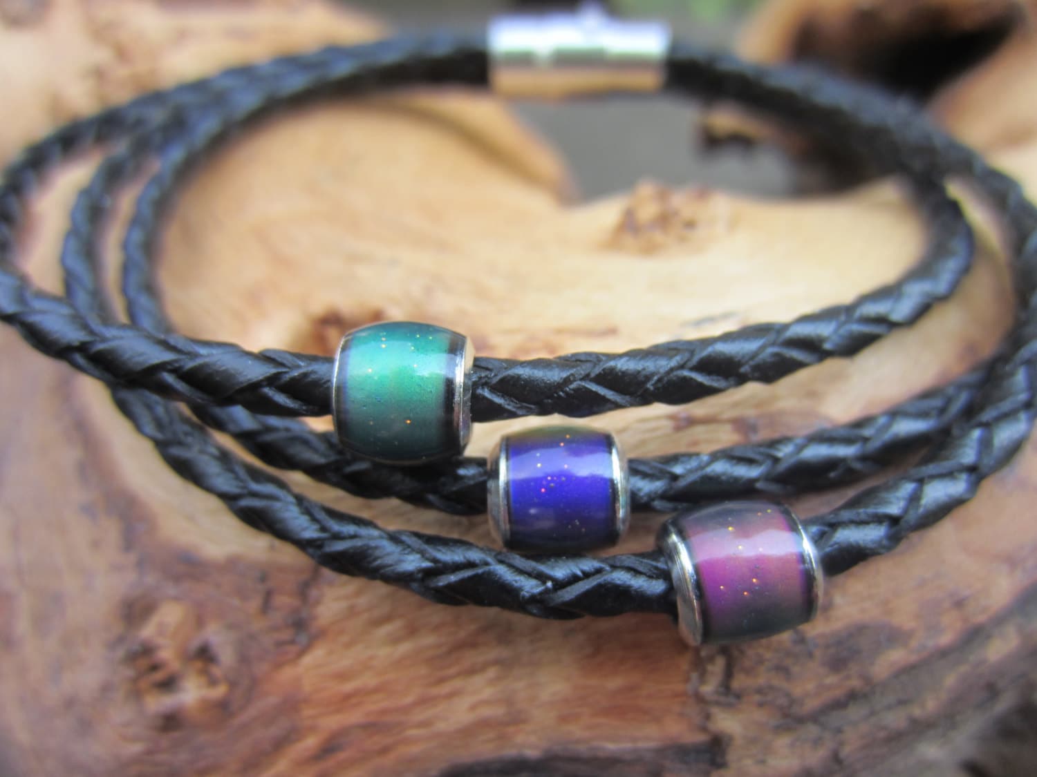 Leder Stimmungsarmband, Stimmungsschmuck, Jubiläum, Geschenkideen, Farbwechsel, Einzigartiges Geschenk, Magnetverschluss, Schwarz Oder Braun Armband von RoseMoonBoutique