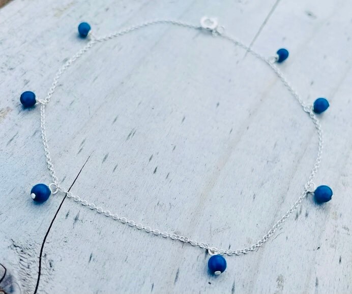 Lapis Lazuli Halskette, Sterling Silber Halskette Mit Perlen Lapis Lazuli Halskette, Sterling Silber Halskette Mit Perlen von RosePoppyBoutique