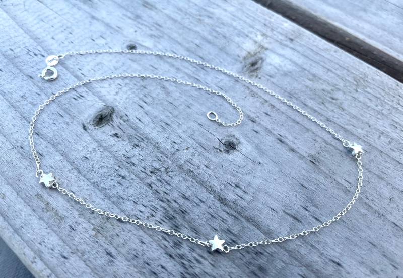 Sterling Silber Bauchkette, Bauchkette Mit Schwebenden Kleinen Sternchen von RosePoppyBoutique