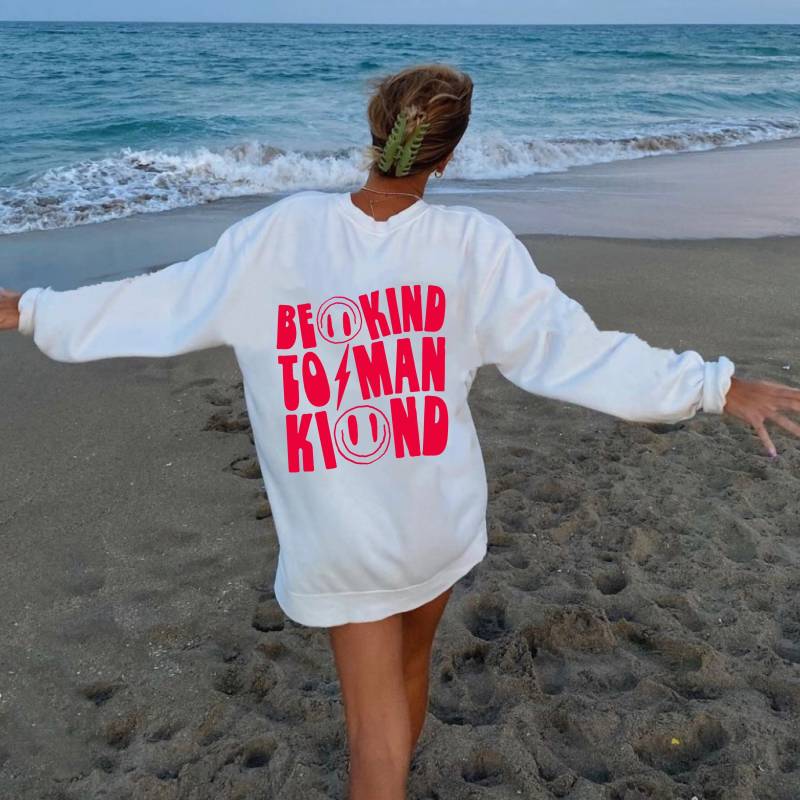 Sorority Sweatshirt College Crewneck Preppy Empathy Smiley Face Hoodie Be Kind Lightning Fall von RoseShopbyEve