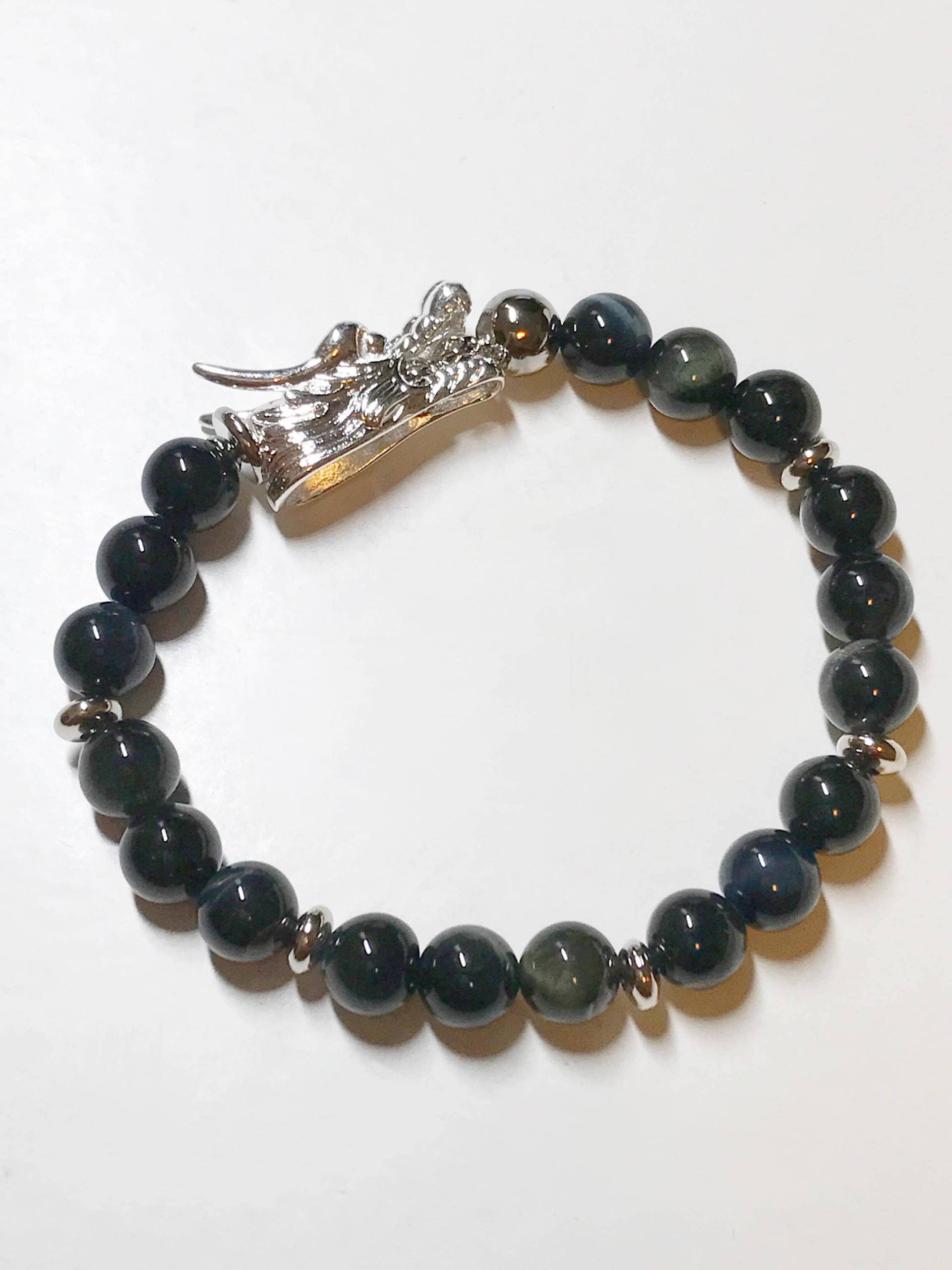 Silber Drache Mit Falkenauge Oder Blue Hued Tigerauge Perlenarmband. Gut Für Nebenhöhlen, Sinne, Augen Und Nacken. Regt Den Stoffwechsel An Silber Drache Mit Falkenauge Oder Blue Hued Tigerauge Perlenarmband. Gut Für Nebenhöhlen, Sinne, Augen Und Nacken. Regt Den Stoffwechsel An von RoseWSH