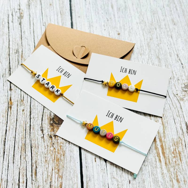 Armband Affirmation // Ich Bin Stark Mutig Toll Genug Wunschwort Geschenk Achtsamkeit Selbstliebe von RoseandJack