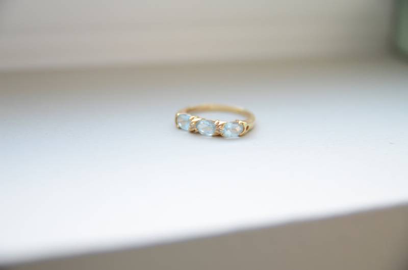 Aquamarinband Mit Brillanten in 10K Gold | Grösse 7 von RoseandRani