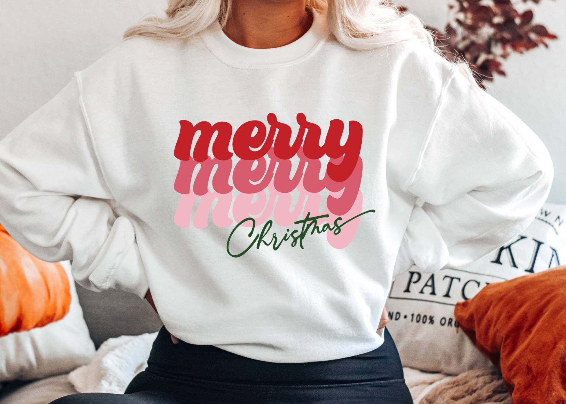 Retro Merry Christmas Crewneck, Weihnachts-Crewneck, Weihnachtspullover, Süßer Gemütlicher Crewneck Für Weihnachten, Weihnachts-Crewneck von Roseandpoppydesigns