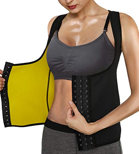 Roseate Damen Sauna Schwitzeffekt Training Tanktop Unterbrust Taillenformer Korsett Neopren Abnehmen Shirt Bauchweg Shapewear Figurformender Body Weste für Kein Reißverschluss/Verstellbarer Riemen von Roseate