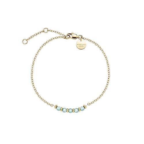 Rosefield Damen Armband Blue 5 Row Stone vergoldet 14K Gelbgold Edelstahl 316L edler Schmuck filigran elegant JBBRG-J810 von Rosefield