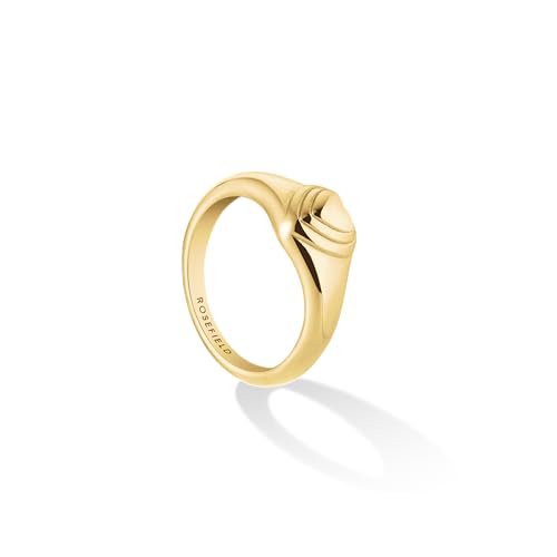 Rosefield Damen Ring 14K Gelbgold vergoldeter Edelstahl 316L Moderner Siegelring im Wellen-Design Eleganter Goldring für Frauen Größe 48 von Rosefield