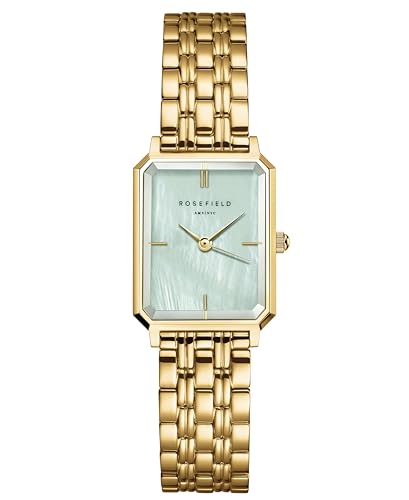 Rosefield Octagon XS Mintgrün mit Mintgrün Zifferblatt und 19.5 x 24 mm Goldgehäuse OGGSG-O71 Edelstahl von Rosefield