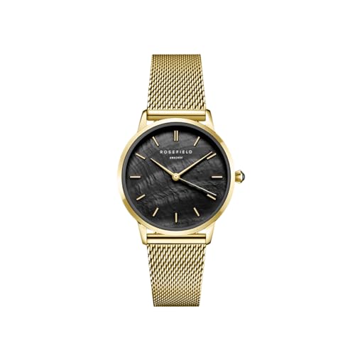 Rosefield Pearl Edit Mesh Black Gold mit Perlschwarzes Zifferblatt und 36mm Goldgehäuse RBGMG-R07 Edelstahl von Rosefield