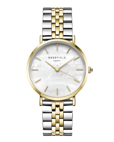 Rosefield The Upper East Side Silver Gold Duotone mit Perlweißes Zifferblatt und 33 mm Goldgehäuse UWDSSG-U30 Edelstahl von Rosefield