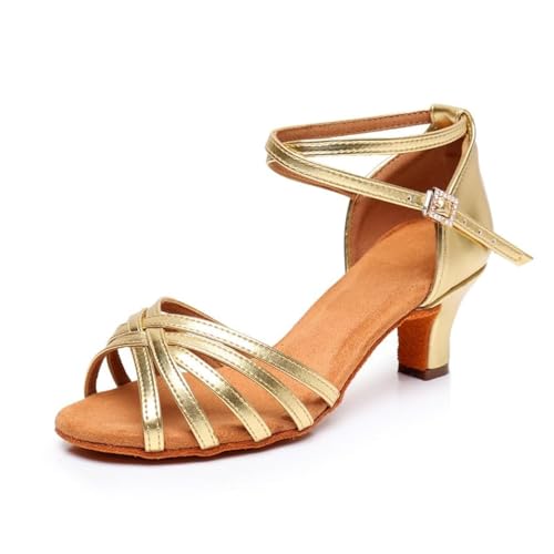 Latein Tanzschuhe für Damen Schwarz Professionelle Tanzschuhe Ballsaal Party Salsa Tanzübung Performance Schuhe Gold 5 cm EU 40 von Rosefinch