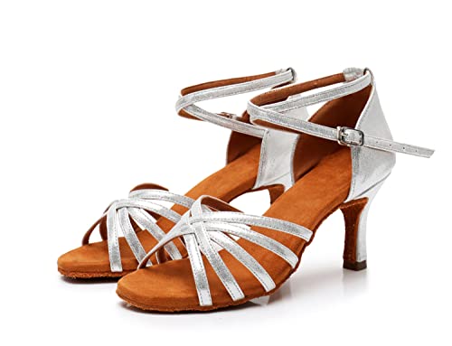 Latein Tanzschuhe für Frauen Latein Ballsaal UK Damen Peep Toe Kreuz Glitzer Strass Social Tango Ballsaal Salsa Latein Modern Tanzschuhe Hochzeit Party Heels Schuhe von Rosefinch