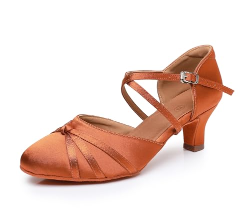 Rosefinch Damen Ballroom Latein Tanzschuhe Salsa Tango Walzer Gesellschaftstanzschuhe für Damen Tanzschuhe Braun 5cm Absatz 36 EU von Rosefinch