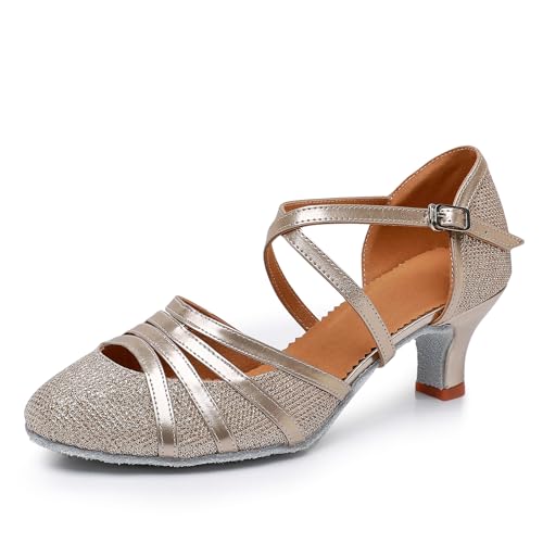 Rosefinch Damen Latein Salsa Tanzschuhe Geschlossene Zehe Mode Tango Cha-Cha Ballroom Performence Tanzschuhe Champ 5cm Absatz 35 EU von Rosefinch