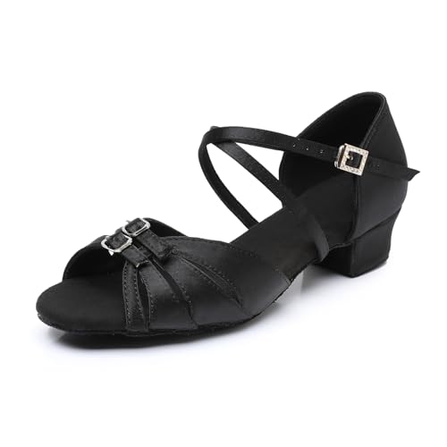 Rosefinch Latein Tanzschuh für Mädchen Frauen 3.5cm Latein Salsa Ballroom Soft Tanzschuh für Anfänger & Praxis, Black 39EU von Rosefinch