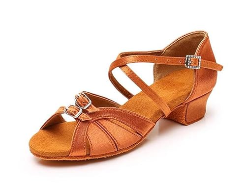 Rosefinch Latein Tanzschuh für Mädchen Frauen 3.5cm Latein Salsa Ballroom Soft Tanzschuh für Anfänger & Praxis, Brown 26EU von Rosefinch