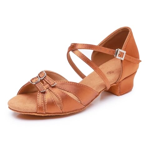 Rosefinch Latein Tanzschuh für Mädchen Frauen 3.5cm Latein Salsa Ballroom Soft Tanzschuh für Anfänger & Praxis, Brown 37EU von Rosefinch