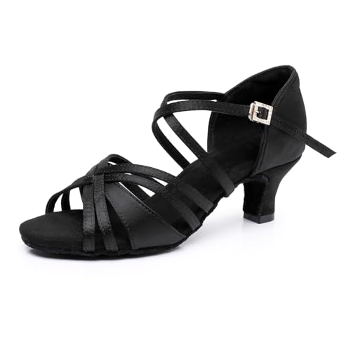 Rosefinch Latein Tanzschuhe für Frauen Neue Klassische Stile Salsa Ballroom Performance Schuhe Professionelle Praxis Tanzschuhe 5cm Absatz, Schwarz 38EU von Rosefinch