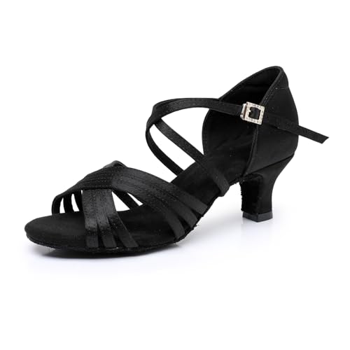 Rosefinch Latein Tanzschuhe für Frauen Salsa Ballroom Performance Schuhe Professionelle Praxis Tanzschuhe 5cm Absatz, Schwarz 40EU von Rosefinch