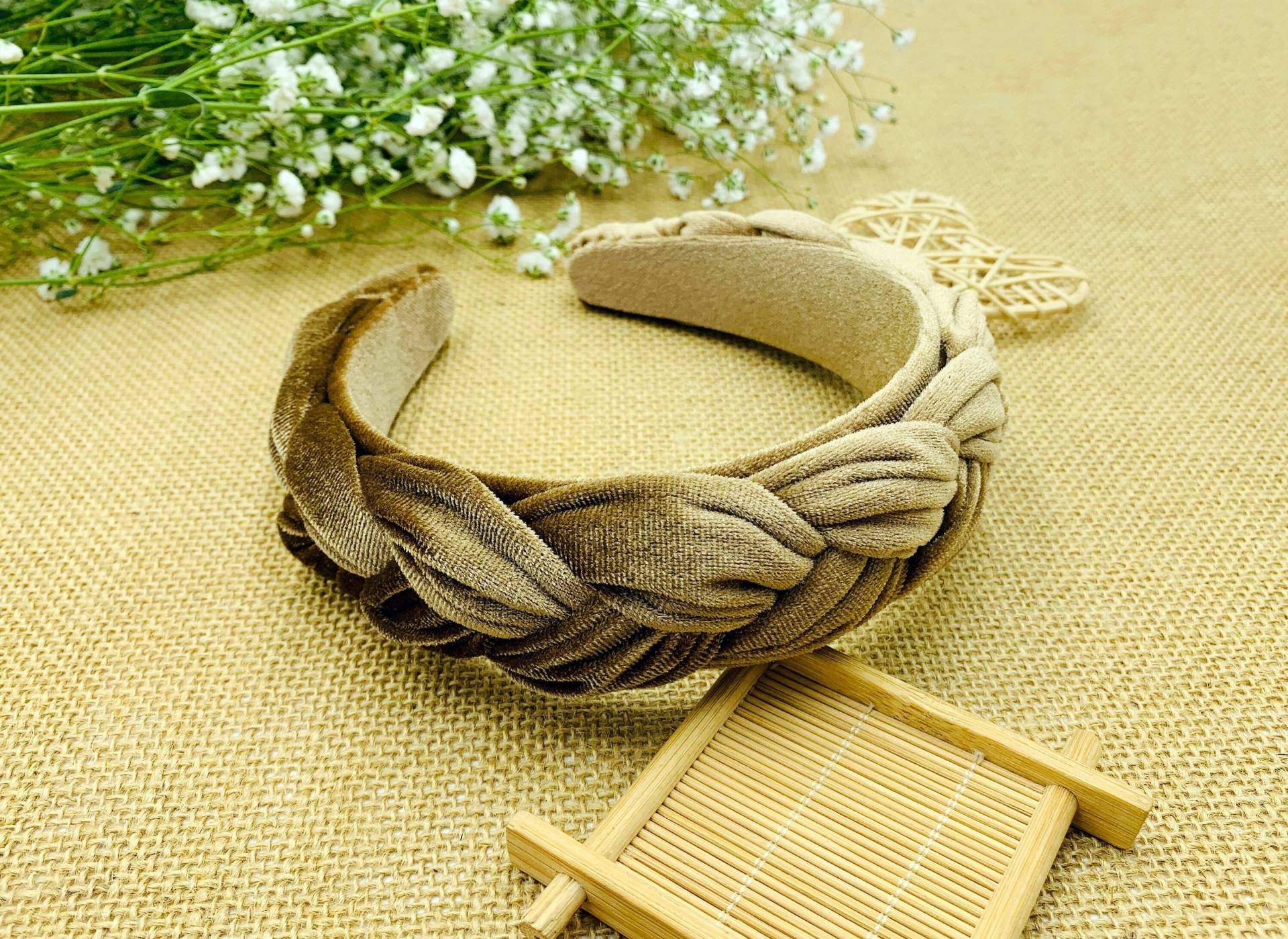 Braun Samt Kopfband Geflochten, Braun Flock Geflochtenes Haarband, Kaffee Gepolstertes Haarband, Geflochtenes Zopf Haarband Braun Samt Kopfband Geflochten, Braun Flock Geflochtenes Haarband, Kaffee Gepolstertes Haarband, Geflochtenes Zopf Haarband von Roselingling