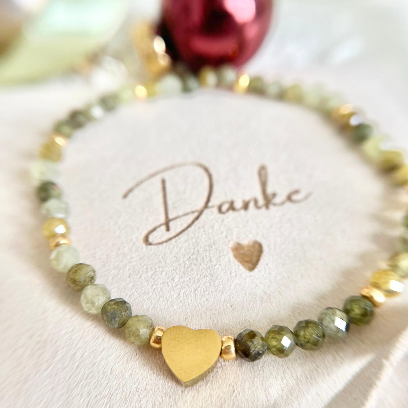 Armband „Danke" Natursteine/Gold Silber Weihnachtsgeschenk Beste Freundin Nona von RosemaryoliveDE