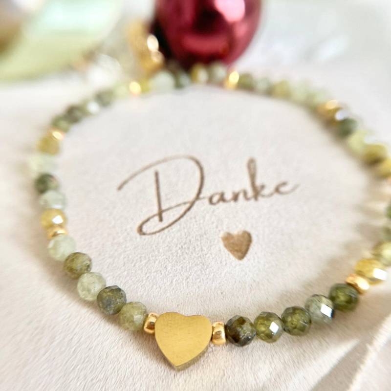 Armband „Danke" Natursteine/Gold Silber Weihnachtsgeschenk Beste Freundin Nona von RosemaryoliveDE