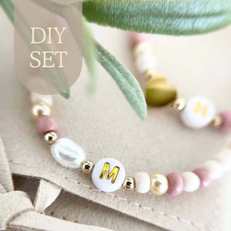 Diy Set Für Jga Frauen // Gold Oder Silber Personalisiert Mit Buchstabe Und Herz Rosa Beige Creme Weiß von RosemaryoliveDE