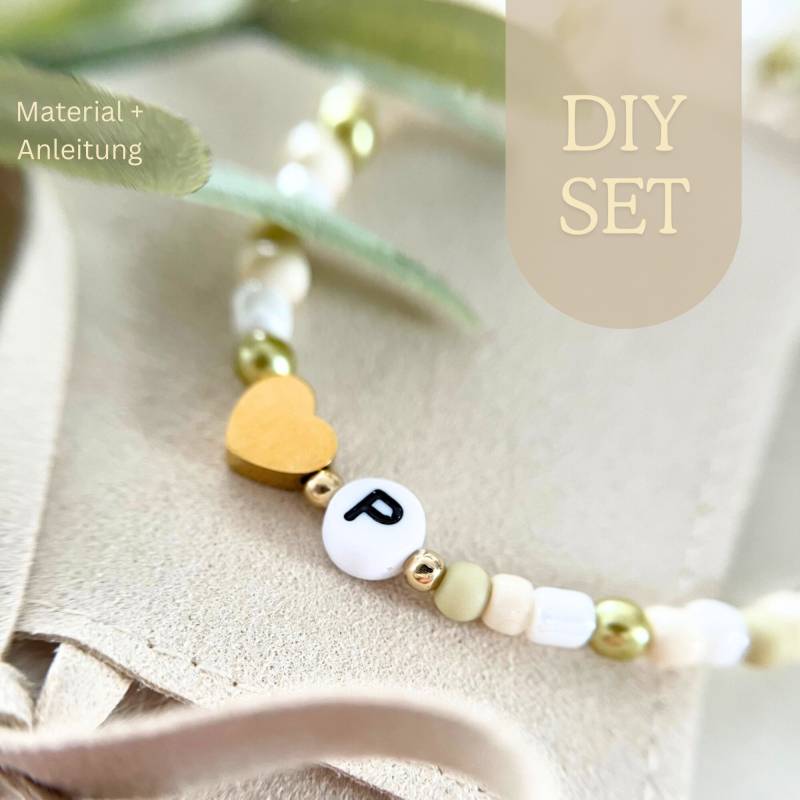 Jga Diy Set Armband/Natürliche Farben Mit Herz Perle von RosemaryoliveDE