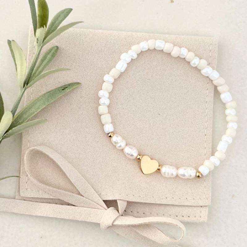 Süßwasserperlen Armband/Trauzeugin Fragen Herz in Gold Oder Silber von RosemaryoliveDE