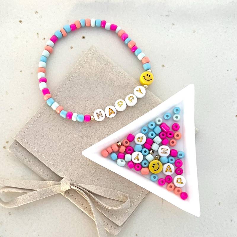 Mini Diy Set/Perlenarmband Bunt Mit Smiley Happy von RosemaryoliveDE