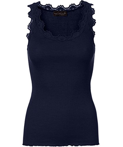 ROSEMUNDE Seidentop Babette mit Spitzenbesatz XL Navy von ROSEMUNDE