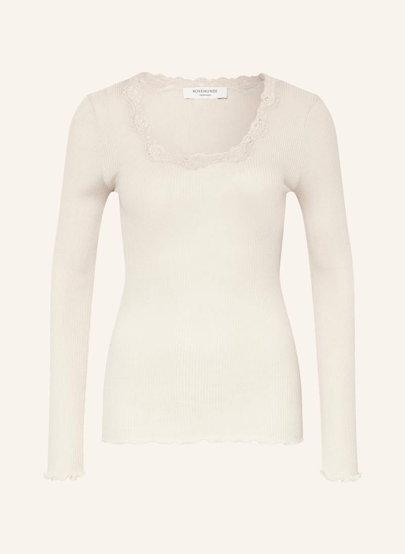 Rosemunde Longsleeve Babette Aus Seide Mit Spitzenbesatz grau von Rosemunde