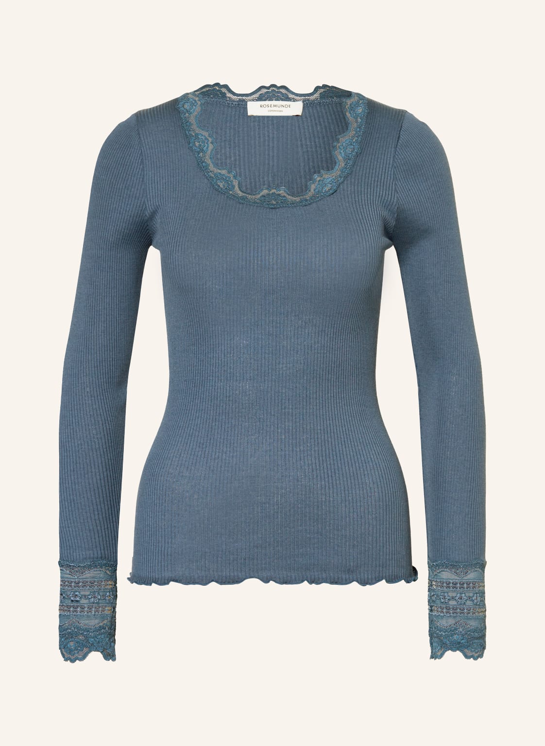 Rosemunde Longsleeve Benita Aus Seide Mit Spitze blau von Rosemunde