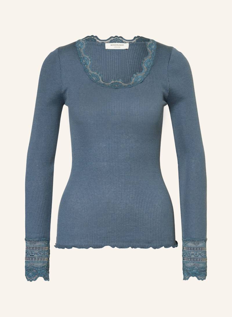 Rosemunde Longsleeve Benita Aus Seide Mit Spitze blau von Rosemunde