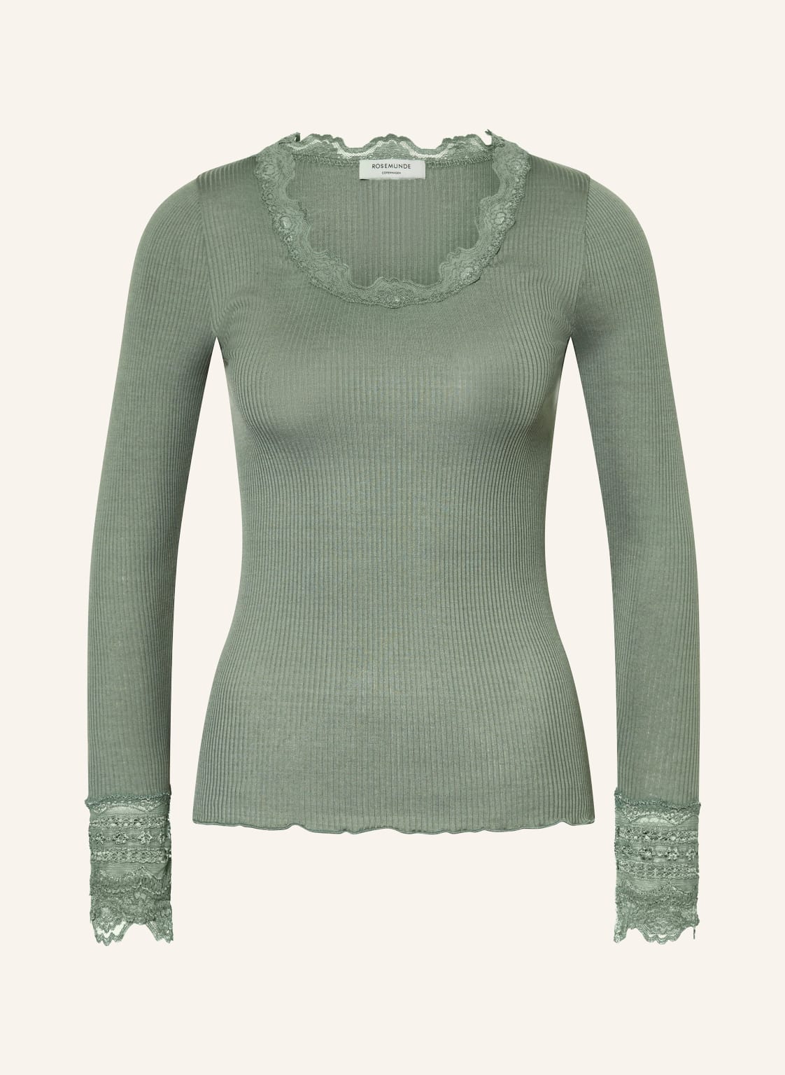 Rosemunde Longsleeve Benita Aus Seide Mit Spitze gruen von Rosemunde