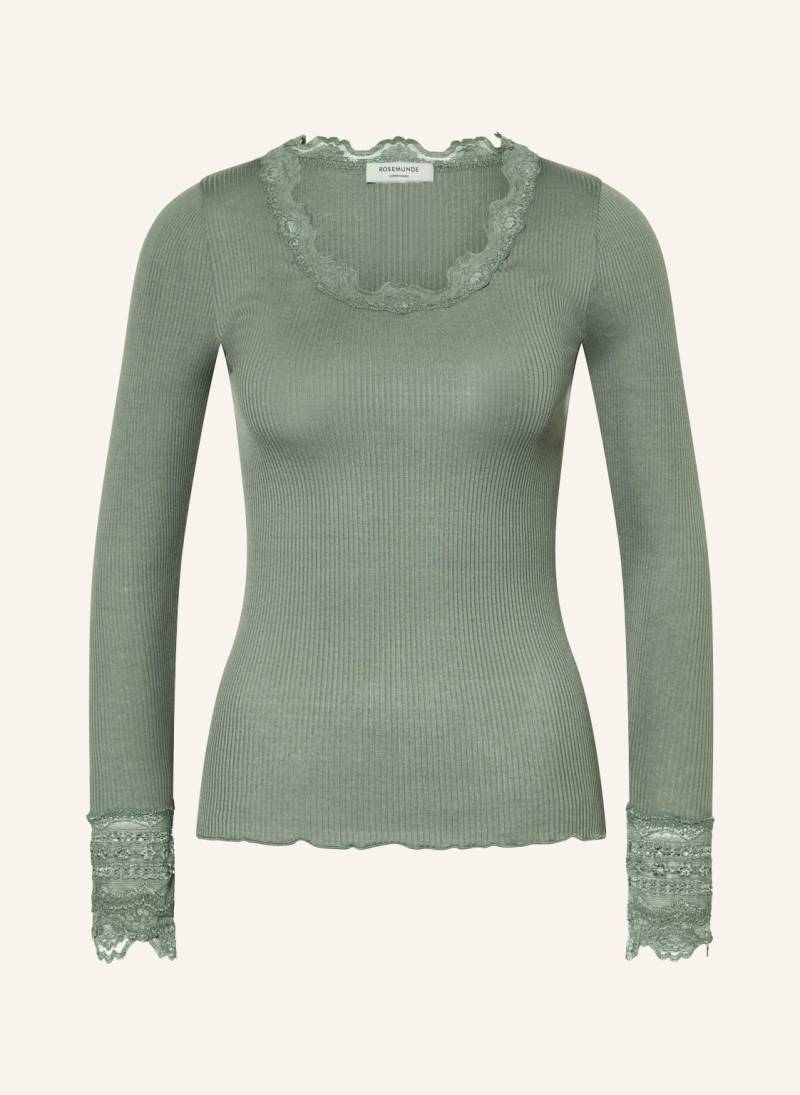 Rosemunde Longsleeve Benita Aus Seide Mit Spitze gruen von Rosemunde
