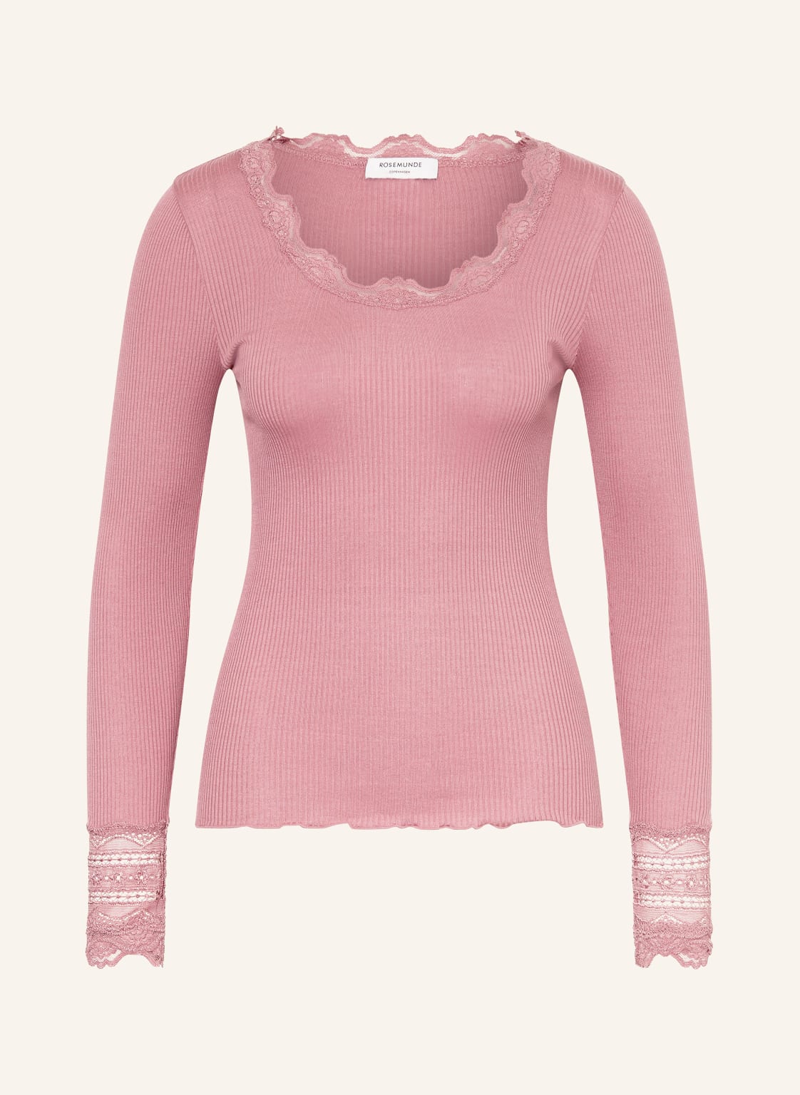 Rosemunde Longsleeve Benita Aus Seide Mit Spitze rosa von Rosemunde