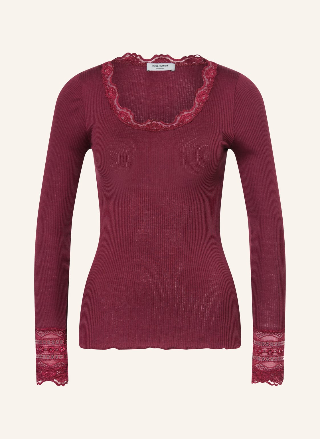 Rosemunde Longsleeve Benita Aus Seide Mit Spitze rot von Rosemunde