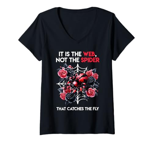 Damen Horror IT IS THE WEB NOT THE SPIDER Lustiges Rosen T-Shirt mit V-Ausschnitt Damen Horror IT IS THE WEB NOT THE SPIDER Lustiges Rosen T-Shirt mit V-Ausschnitt von Rosen Geschenk Gärtner T-Shirt mit Rosen Garten