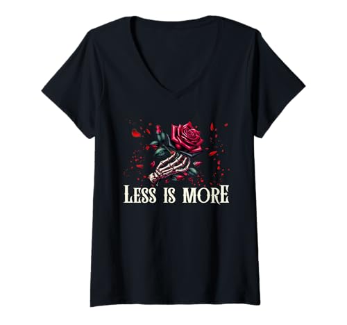 Damen Gärtner LESS IS MORE Rosen Liebe Lustiges Rosen T-Shirt mit V-Ausschnitt von Rosen Geschenk Rose T-Shirt mit Rosen Gärtner