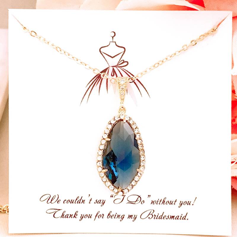Saphir Blau Zirkonia Halskette Gold Brautjungfer Schmuck von RosenVintageWedding