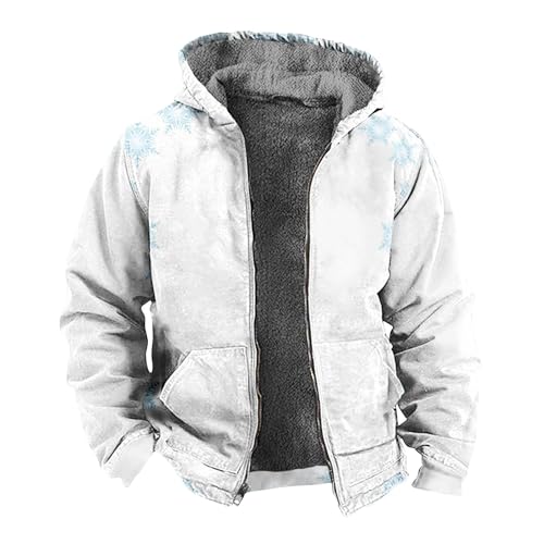 Bomberjacke Herren Leichte Regenjacke Herren Teddy Fleecejacke Herren Army Jacke Herren 3D Druck Gefütterte Jacke Mit Reißverschluss Dicken Kapuzenjacke Mit Taschen (Hellblau, 6XL) von Rosennie