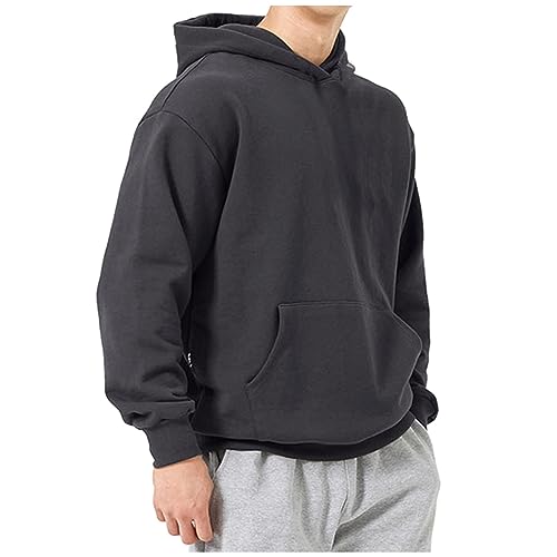 Herren Oversize Hoodie Kordelzug Pullover Mit Kapuze Einfarbiges Kapuzenpullover Mit Taschen Leichte Lustige Pullover Lässig Übergangs Pullover Langarm Baggy Y2k Hoodie Streetwear Hooded Sweatshirt von Rosennie