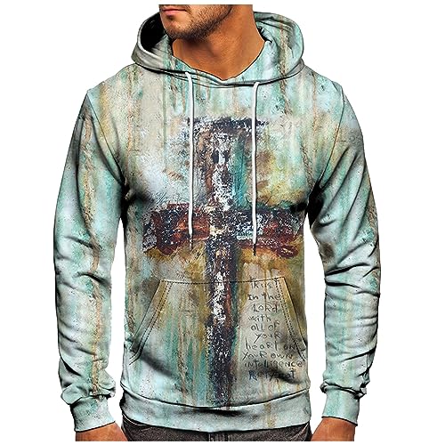 Rosennie Zip Hoodie Zip Hoodie Herren Norweger Pullover Herren Laufshirt Herren Langarm S-6Xl Tie Dye Cross Druck Kordelzug Kapuzenpullover Mit Taschen Herren Hoodie (Schwarz, 4XL) von Rosennie