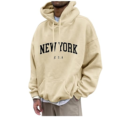 Herren Pullover Sweatshirt Sweatshirt Herren Weihnachten Kapuzen Sweatshirt Herren New York Druck Lustige Pullover Loose Fit Y2K Hoodie Baggy Herbst Hip Pop Streetwear Hoodie Kawaii Hoodie (Khaki 4Xl) von Rosennie