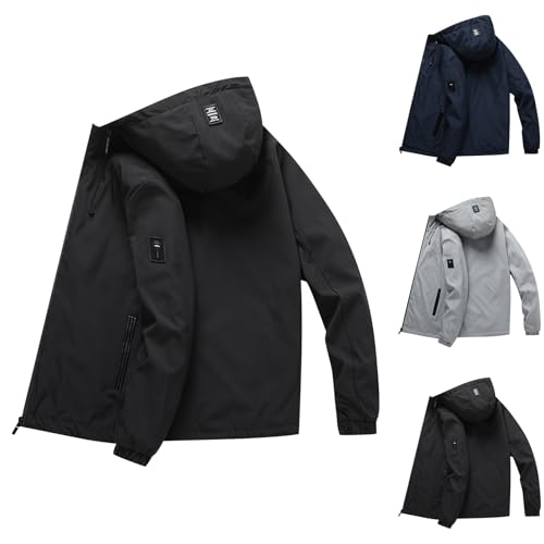 Herren-Steppjacke-Übergangsjacke: Softshelljacke Herren Übergangsjacke Winterjacke Sweatjacke Winddicht Windbreaker Kapuzenjacke Funktionsjacke Warme Winter Jacket Outdoorjacke Jacken Wander Jacke von Rosennie