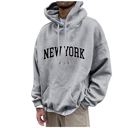 Herren Sweatshirt Ohne Kapuze Weihnachts Pullover Man Ugly Christmas Sweater New York Druck Lustige Pullover Loose Fit Y2K Hoodie Baggy Herbst Hip Pop Streetwear Hoodie Sweatjacke Herren Light Gray Xl von Rosennie